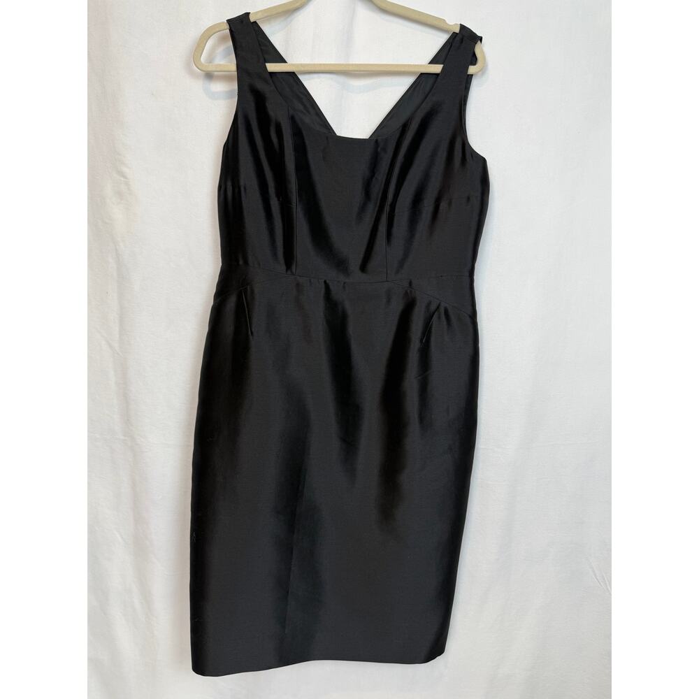 Carlisle Black Cotton Silk Sheath Dress Size 12 V-Neck